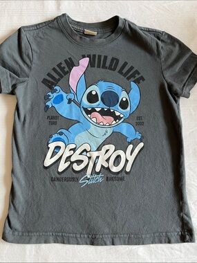 Disney Kids Lilo & Stitch Destroy Gray Graphic T-Shirt Size 10